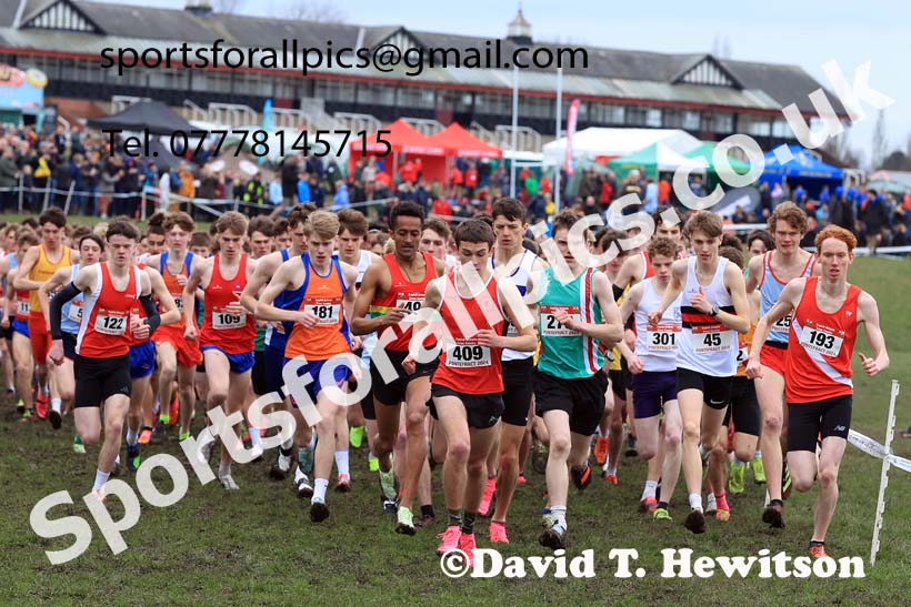 Senior Boys 2024 English Schools Cross Country Champs., Pontefract, March 16th.  Photo: David T. Hewitson/Sports for All Pics